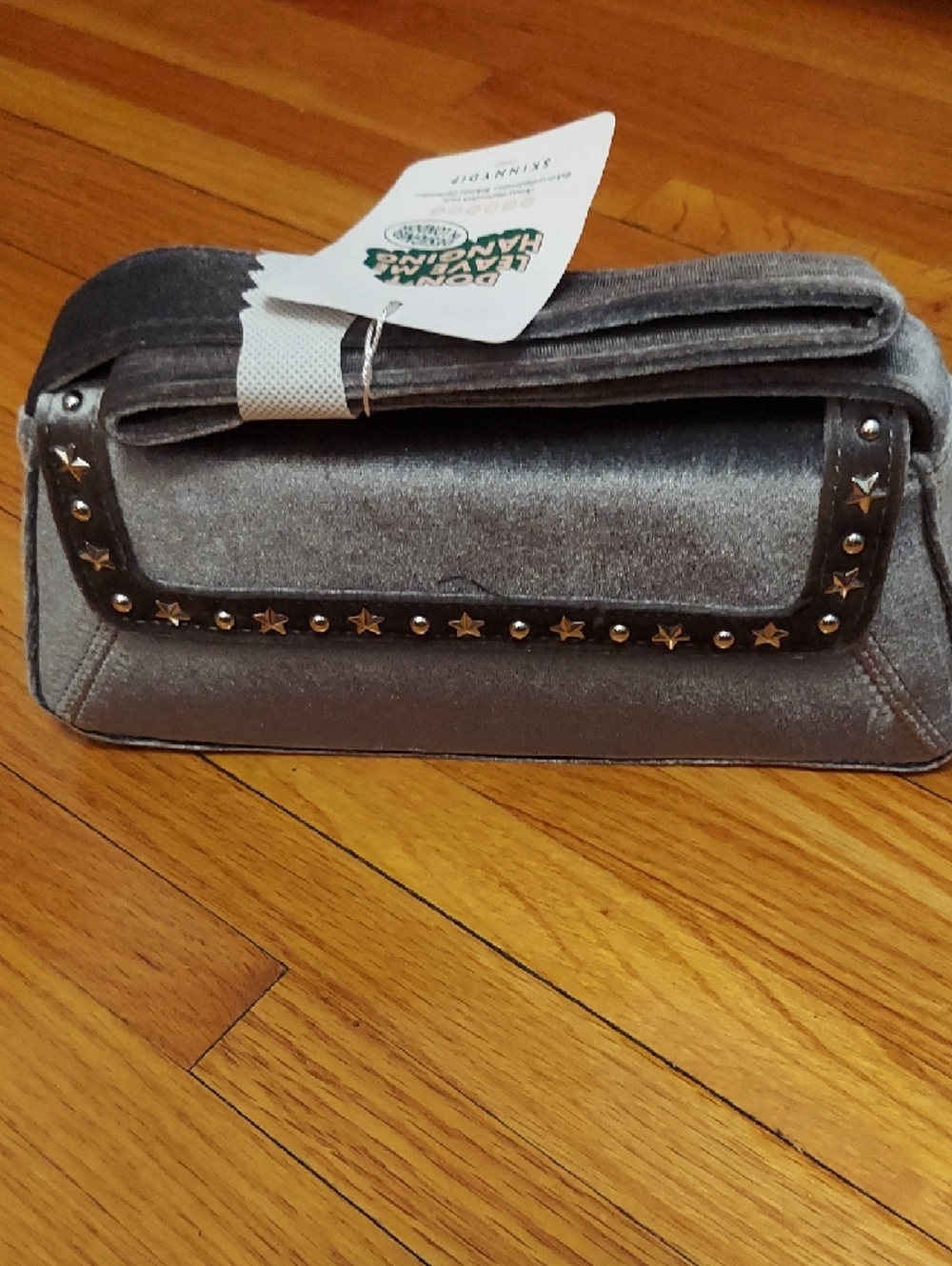 Star Studded Velvet Shoulder Bag- Silver Gray